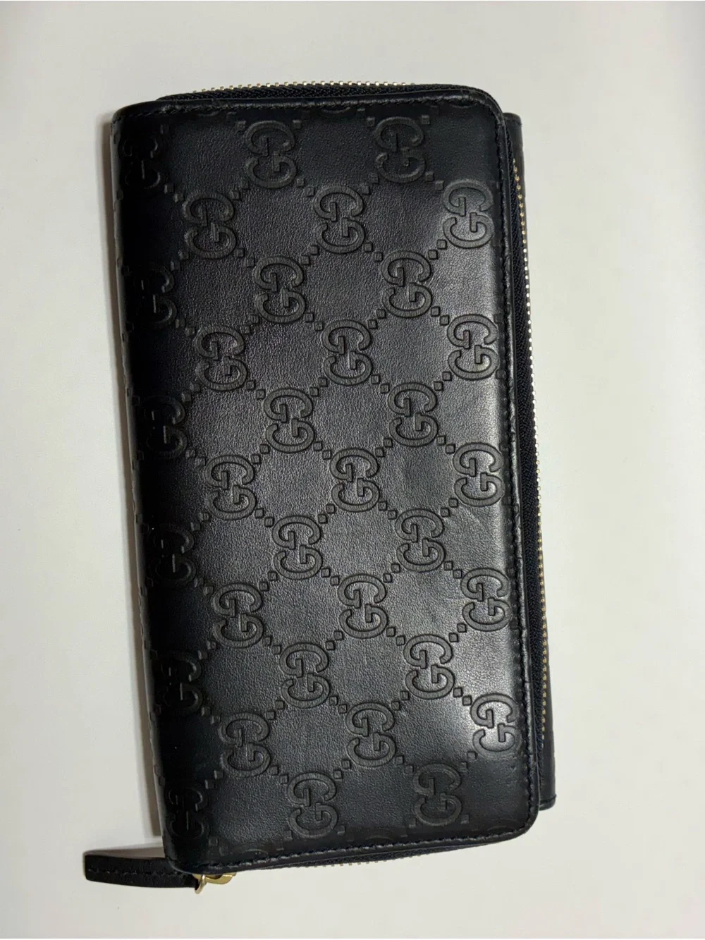 Gucci Black Embossed GG Continental Card Holder Wallet